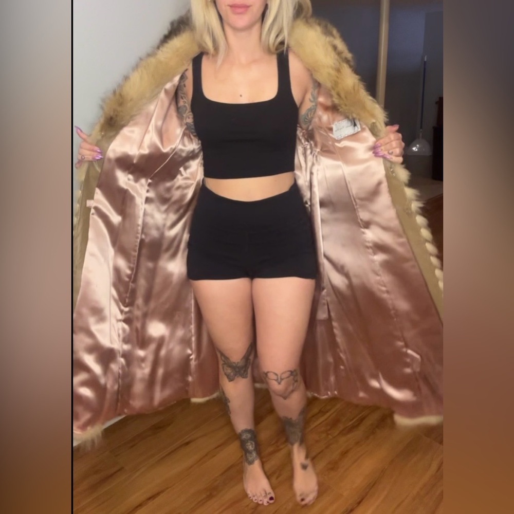 Weiss Furs Long Natural Brown & Cream Full-Length Fur Coat - Picture 3 of 4